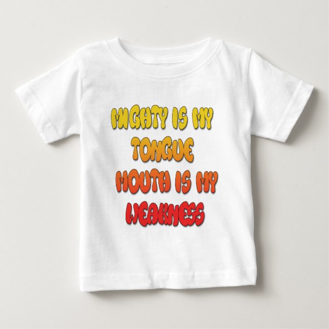 Camiseta Para Bebê Língua Ligada: Engraçada Língua Cita Texto Colorid (Frente)