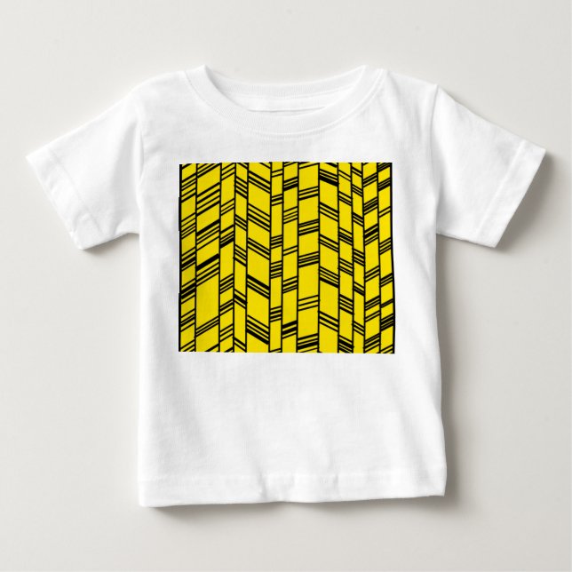 Camiseta Para Bebê Linhas Art Déco Amarelas (Frente)