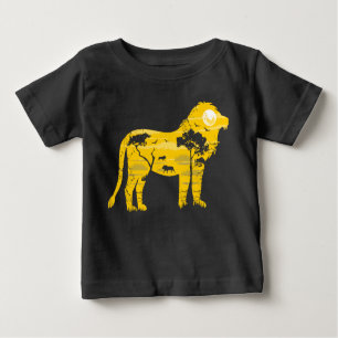 Camiseta Para Bebê Lion Africano Savanah Full Moon Silhout