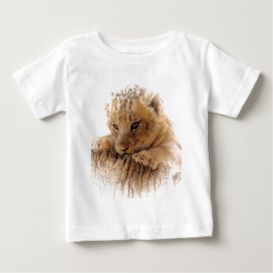 Camiseta Para Bebê Lion cub de olhos bonitos e bonitos