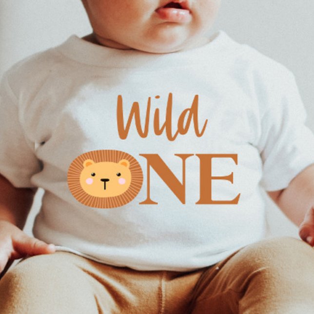 Camiseta Para Bebê Lion Jungle Safari Animal Selvagem Um primeiro ani (Criador carregado)