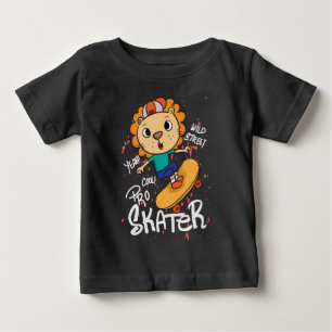 Camiseta Para Bebê Lion skateboard