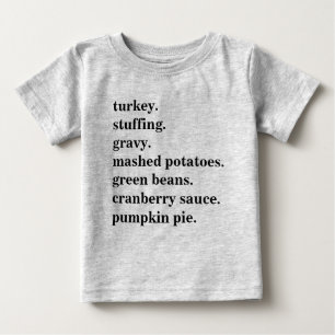 Camiseta Para Bebê Lista de Jantas de Ação de Graças Personalizada