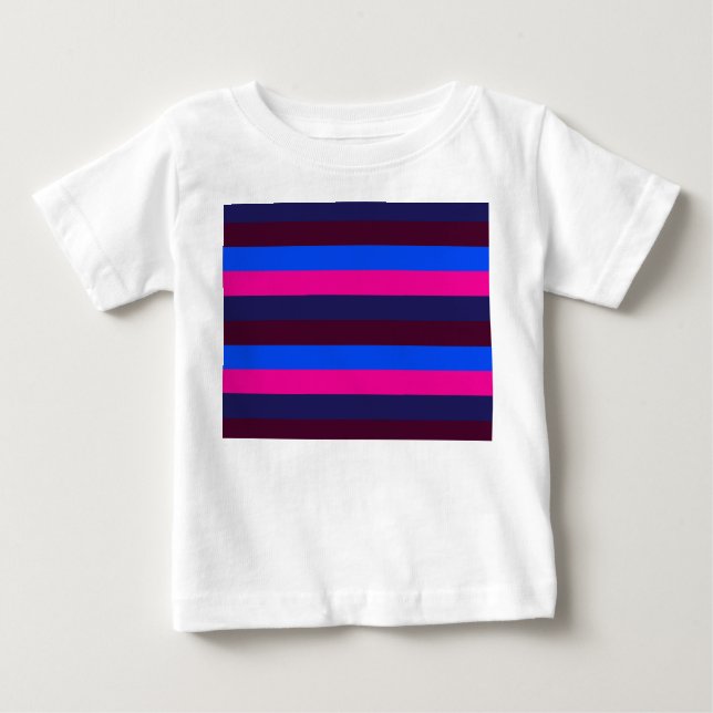 Camiseta Para Bebê Listras neon à meia-noite (Frente)