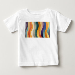 Camiseta Para Bebê Listras Onduladas Rétro Padrão Abstrato