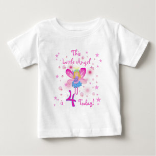 Camiseta Para Bebê Little Angel 4th Birthday T-shirts e presentes