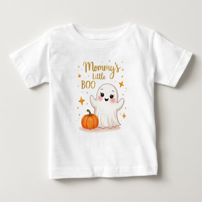 Camiseta Para Bebê Little BOO Halloween Toddler, mamãe (Frente)