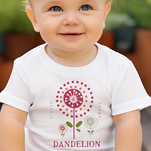Camiseta Para Bebê Little Brave Dandelion Personalized (Criador carregado)