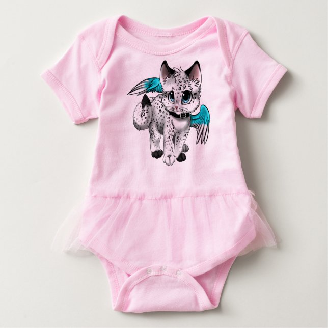 Camiseta Para Bebê Little Cartoon Angel Cat (Frente)