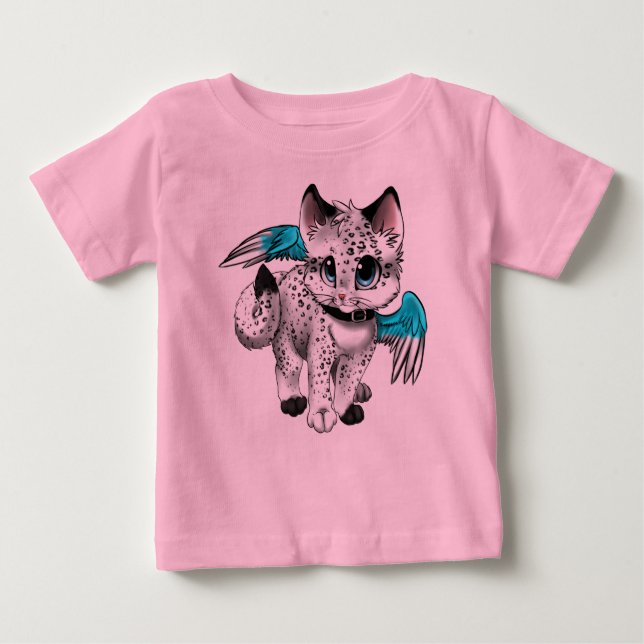 Camiseta Para Bebê Little Cartoon Angel Cat (Frente)