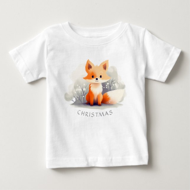 Camiseta Para Bebê Little fox in winter, personalized (Frente)