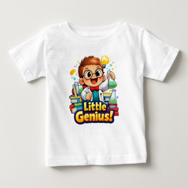Camiseta Para Bebê Little Genius Cute Baby Illustration (Frente)