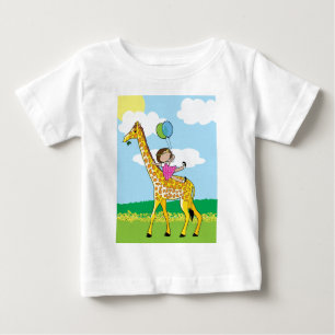 Camiseta Para Bebê Little Girl e Giraffe