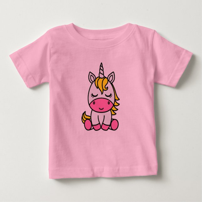 Camiseta Para Bebê Little Girls Unicorn Pony (Frente)