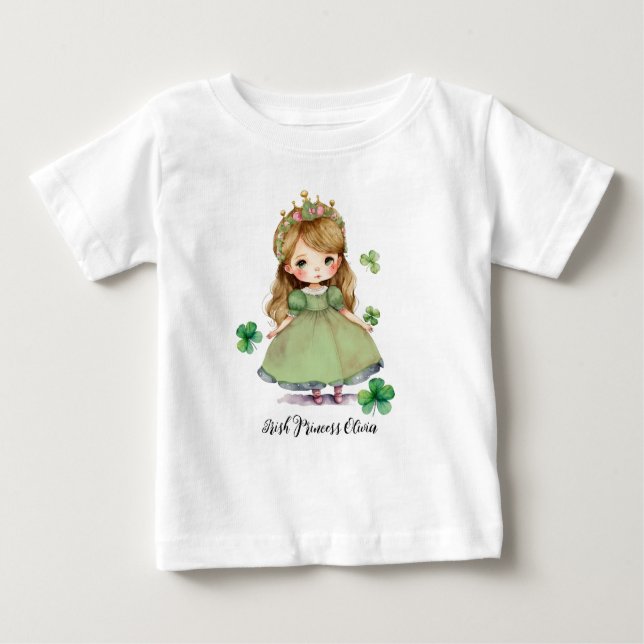 Camiseta Para Bebê Little Irish Princess Custom Name (Frente)