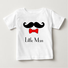 Camiseta Para Bebê Little Man Mustache e Red Bowtie