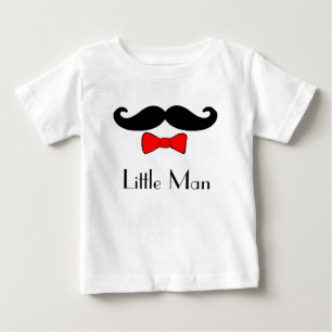 Camiseta Para Bebê Little Man Mustache e Red Bowtie