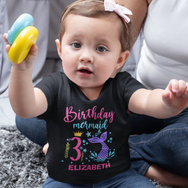 Camiseta Para Bebê Little Mermaid's 3rd Birthday Girl