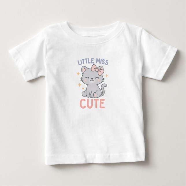 Camiseta Para Bebê Little Miss Cute – Baby Girl Kitten Charm   (Frente)