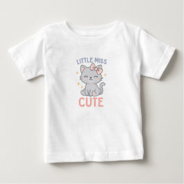 Camiseta Para Bebê Little Miss Cute – Encanto de Gatinho Menina Bebê