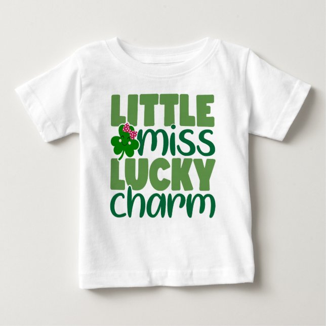 Camiseta Para Bebê Little Miss Lucky Charm (Frente)