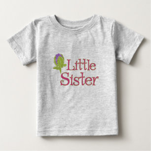 Camiseta Para Bebê Little Sister with Purple Dahlia Bud shirt