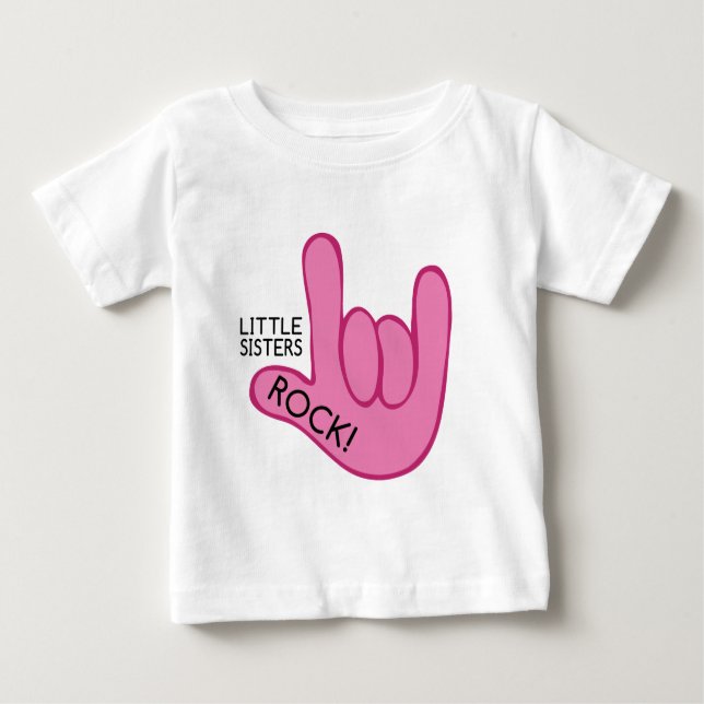 Camiseta Para Bebê Little Sisters Rock! (Frente)