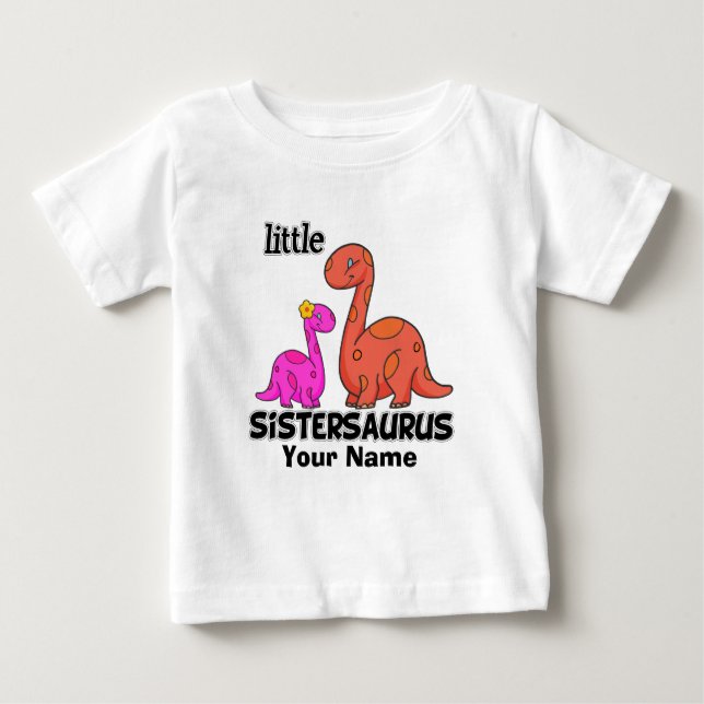 Camiseta Para Bebê Little Sistersaurus 2 (Frente)