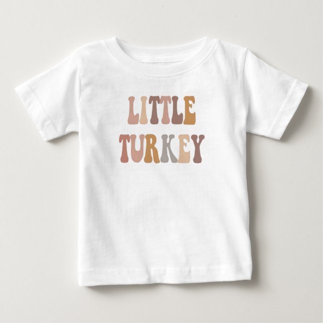 Camiseta Para Bebê Little Turkey Thanksgiving Outfit | Cute Fall (Frente)