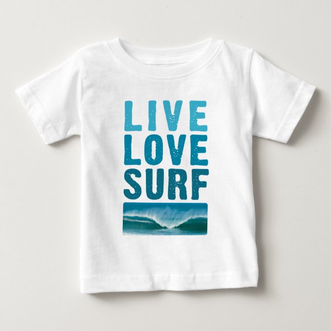 Camiseta Para Bebê live_love_surf (Frente)