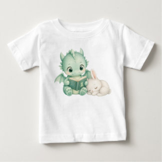 Camiseta Para Bebê Livro de Leitura do Bebê Dragão para Crianças