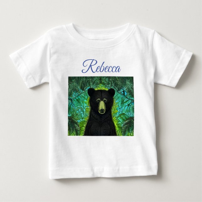 Camiseta Para Bebê Livro Negro Pequeno Urso Negro Divertido (Frente)