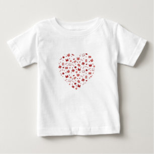 Camiseta Para Bebê Livro Vermelho e Padrões de Leitura Cute no coraçã