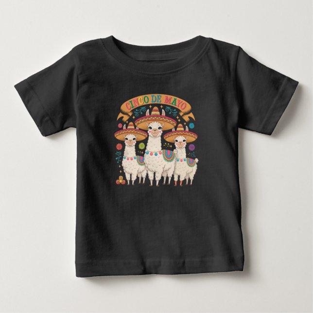 Camiseta Para Bebê Llama Divertida Festa Cinco De Mayo (Frente)