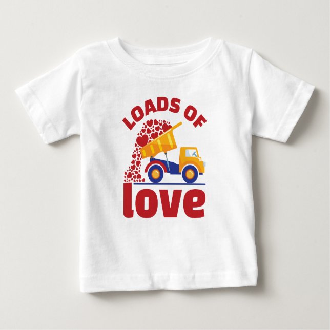 Camiseta Para Bebê Loads of Love Valentine Day's Truck Vehicle (Frente)