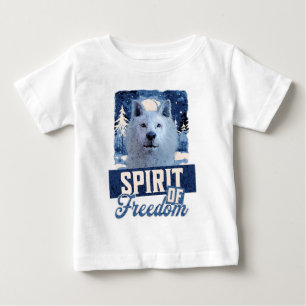 Camiseta Para Bebê Lobo Ártico Espírito de Liberdade Desenho de Vida 