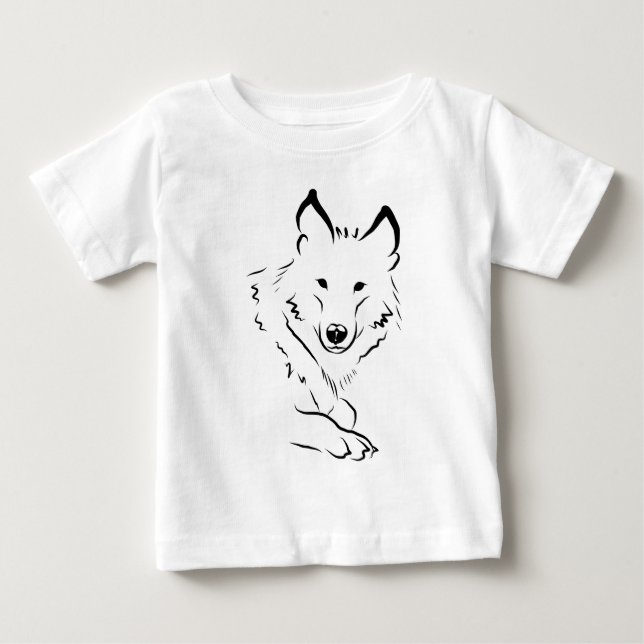 Camiseta Para Bebê Lobo branco (Frente)