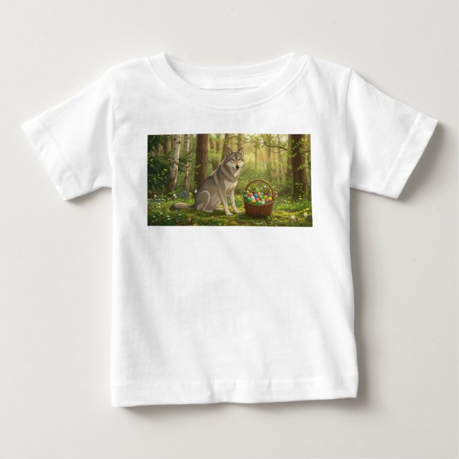 Camiseta Para Bebê Lobo da Páscoa  (Frente)