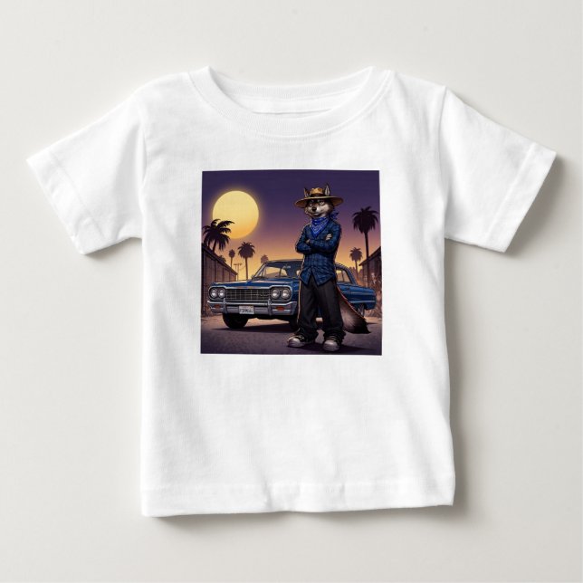 Camiseta Para Bebê Lobo E Lowrider (Frente)