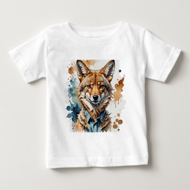 Camiseta Para Bebê Lobo fofo (Frente)