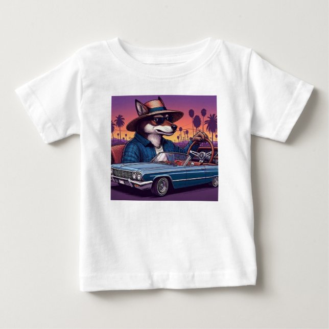 Camiseta Para Bebê Lobo Lowrider Wolfy (Frente)