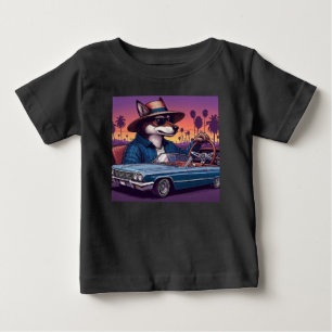 Camiseta Para Bebê Lobo Lowrider Wolfy