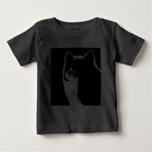 Camiseta Para Bebê Lobo Negro e Branco