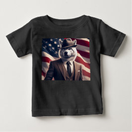 Camiseta Para Bebê Lobo Patriótico