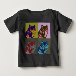 Camiseta Para Bebê Lobo Pop Art