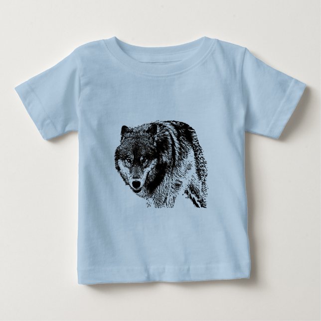 Camiseta Para Bebê Lobo Selvagem (Frente)