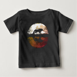 Camiseta Para Bebê Lobo Solitário Debaixo da Lua Cheia