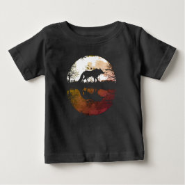 Camiseta Para Bebê Lobo Solitário sob a Lua Cheia