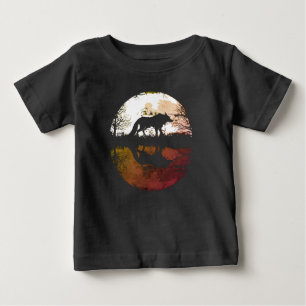 Camiseta Para Bebê Lobo Solitário sob a Lua Cheia
