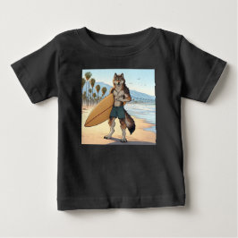 Camiseta Para Bebê Lobo Surfista